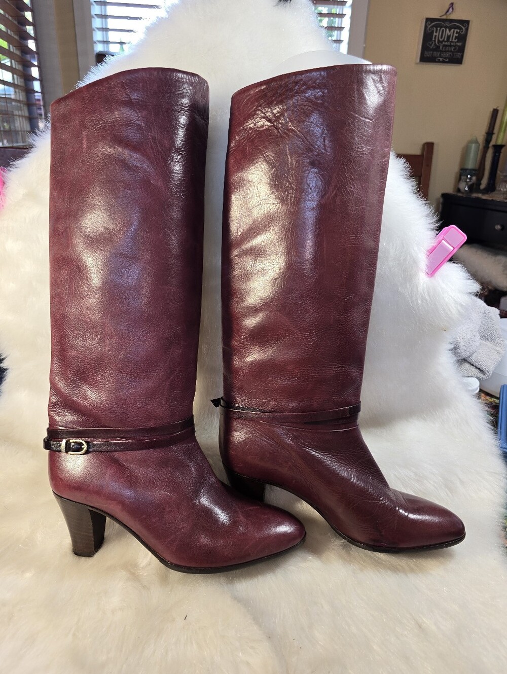 Harvard Square Burgundy Leather Equestrian Riding Boots - Women's